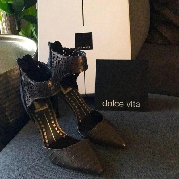Dolce Vita Kain Pewter Leather Pump SZ5 - Picture 1 of 8